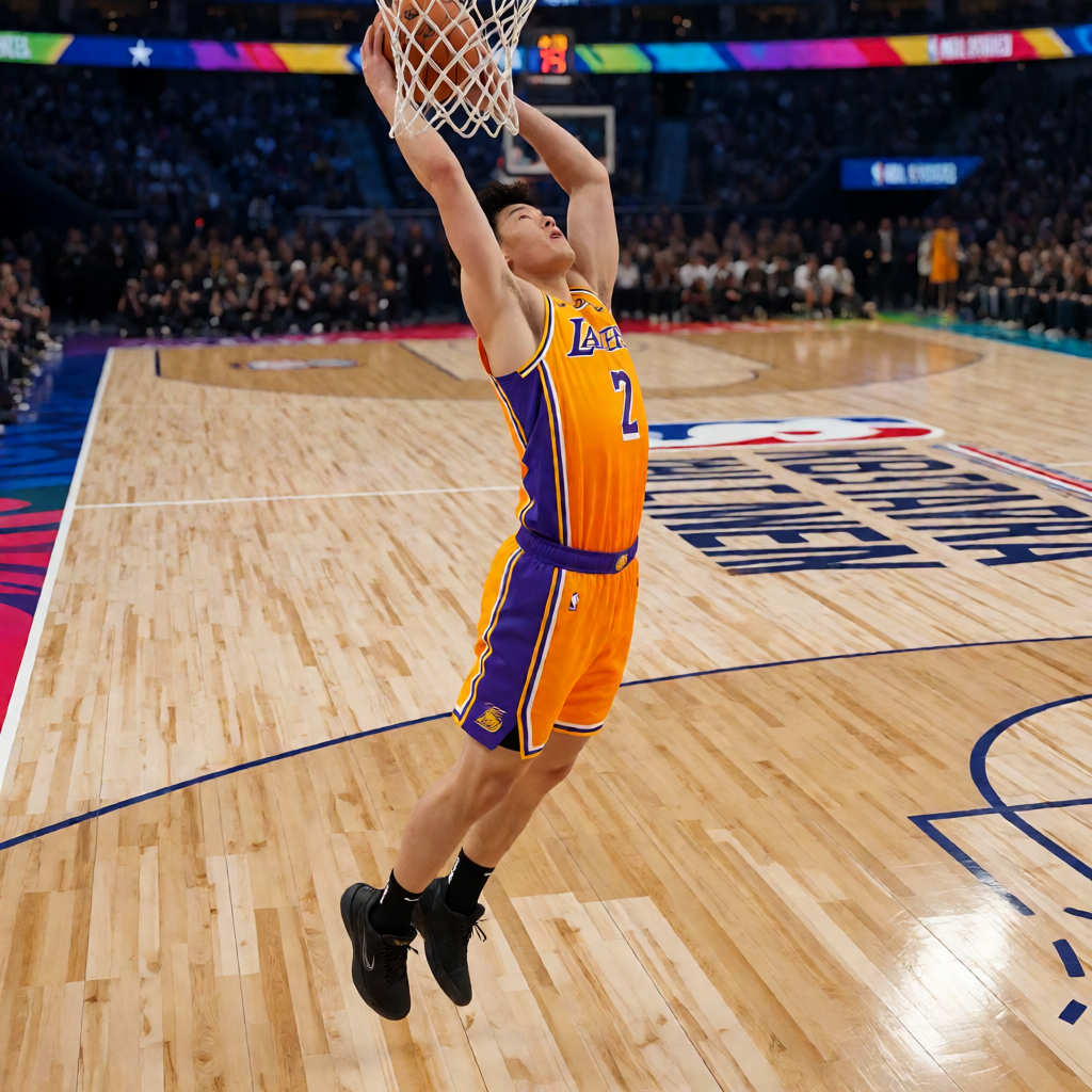 NBA全明星周末赛场上球员们在扣篮大赛中的精彩瞬间